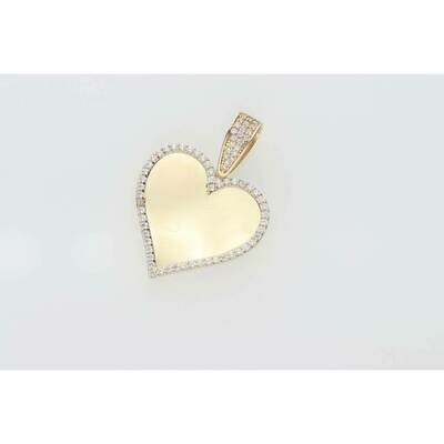 14 Karat Gold & Cz Heart Photo Charm W: 3.5gr~ 14 Karat Gold & Cz Heart Photo Charm W: 3.5gr~