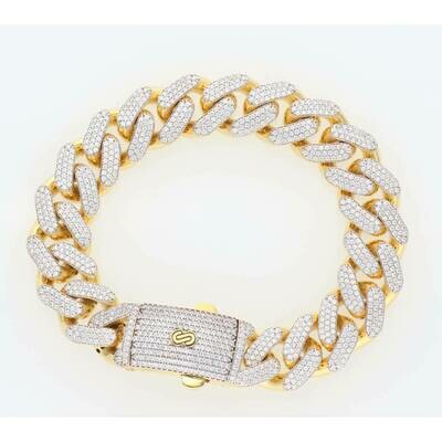10 Karat Gold & Cz Cuban Link Monaco Bracelet 10 Karat Gold & Cz Cuban Link Monaco Bracelet