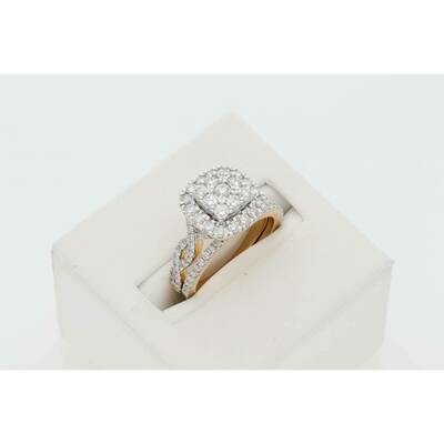 14 Karat Gold 1 1/2Ctw Diamond Duo Ring S: 7 W: 7.6gr~ 14 Karat Gold 1 1/2Ctw Diamond Duo Ring S: 7 W: 7.6gr~