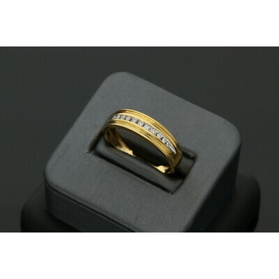 14 Karat Gold & 0.15 Ctw Diamond Mens Band Ring S: 10 W: 2.6 ~