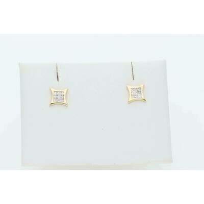 10 Karat Gold & Cz Square Earrings W: 1.0g ~ 10 Karat Gold & Cz Square Earrings W: 1.0g ~