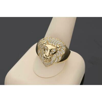 14 Karat Gold & Cz Lion Ring S: 12 W: 11.3gr~ 14 Karat Gold & Cz Lion Ring S: 12 W: 11.3gr~