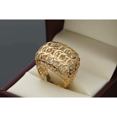 14 Karat Gold Net Ring S: 7.5 W: 6.8gr~ 14 Karat Gold Net Ring S: 7.5 W: 6.8gr~