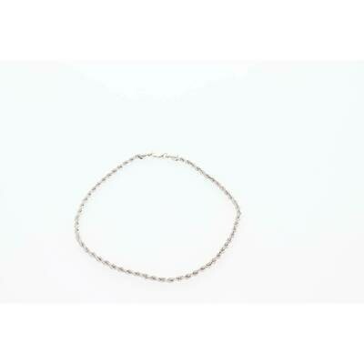 10 Karat White Gold Rope Anklet Bracelet 2.5mm x 10 W:2.2