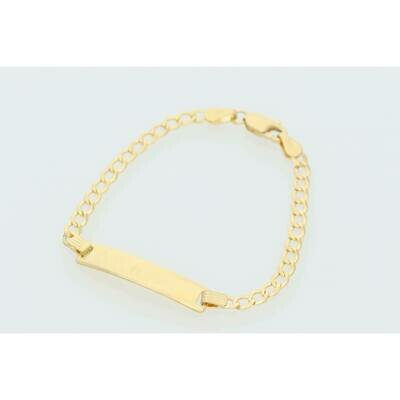14 Karat Gold Italian Curb Link ID Bracelet 2.9 mm x 5.5
