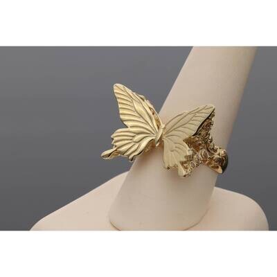 14 Karat Gold Cz Butterfly Ring S:9 W:5.48