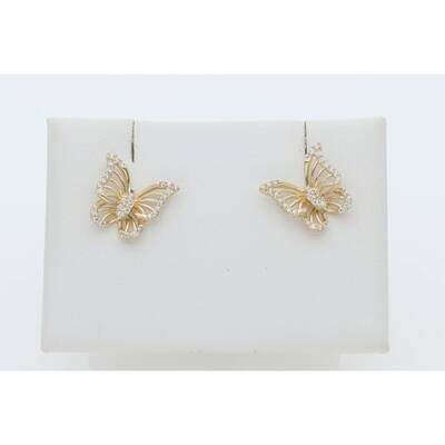 14 Karat Gold Cz Butterfly Earring W:2