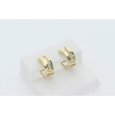 10 Karat Gold Cz Small Wide Hoops Earring W:3.8