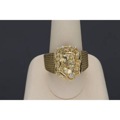 14 karat Gold Cz Jesus Face Ring S:11 W:11.7 14 karat Gold Cz Jesus Face Ring S:11 W:11.7