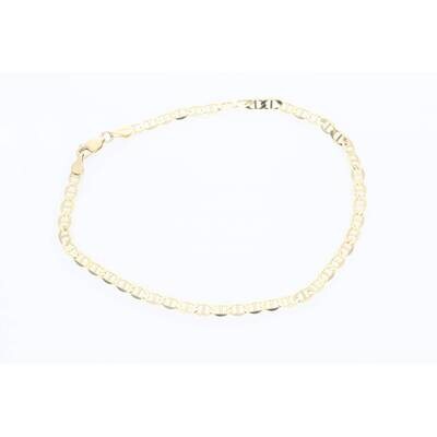 14 Karat Solid Mariner Anklet Bracelet 4mm 10 14 Karat Solid Mariner Anklet Bracelet 4mm 10