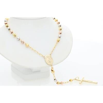 10 Karat Gold Three Tone Rosary 4.7mm 26 10 Karat Gold Three Tone Rosary 4.7mm 26