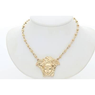 14 Karat Gold Medusa Clip Necklace 3mm 17 14 Karat Gold Medusa Clip Necklace 3mm 17