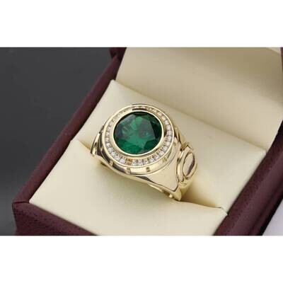 10 Karat Gold Cz Round Green Stone Ring S:11 W:10.9 10 Karat Gold Cz Round Green Stone Ring S:11 W:10.9
