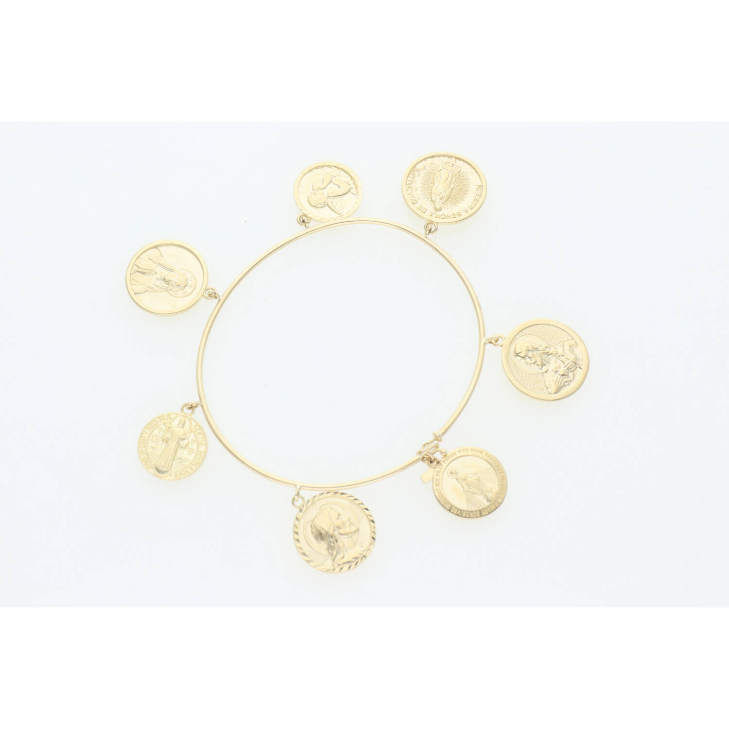 10 Karat Gold Religious Bangle With Charm 1.2mm 7.5