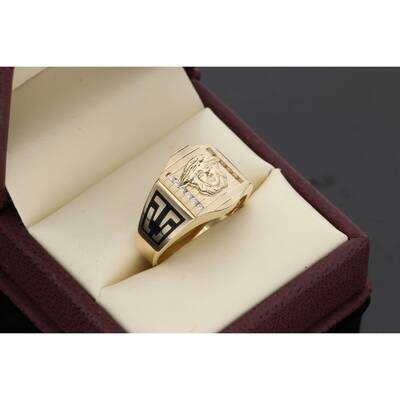 14 Karat Gold Cz Medusa With a Design Ring S:11.5 W:7 14 Karat Gold Cz Medusa With a Design Ring S:11.5 W:7