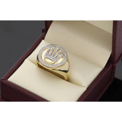 10 Karat Gold 3/8ctw Diamond Crown Men's Ring S:10 W:6.4