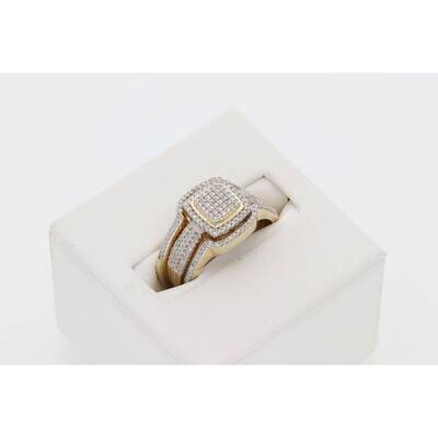 10 Karat Gold 1/2ctw Diamond Micro Pave Bridal Set Ring S7 W:5.6