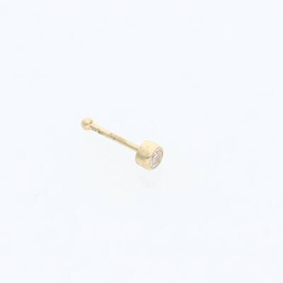14 Karat Gold Cz Pin Round Nose Earring 14 Karat Gold Cz Pin Round Nose Earring