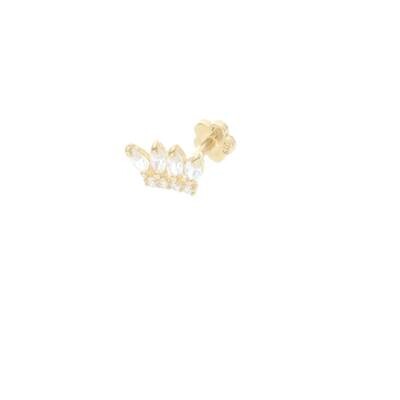 14 Karat Gold Cz Crown Cartilage Earring 