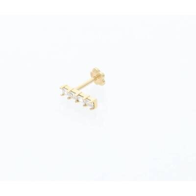 14 Karat Gold 4 Baguette Bar Cartilage 14 Karat Gold 4 Baguette Bar Cartilage