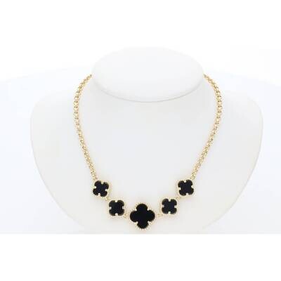14 Karat Gold Black Clover Rolo Necklace 3mm 17 14 Karat Gold Black Clover Rolo Necklace 3mm 17