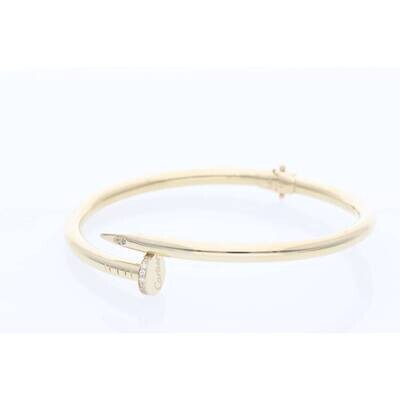 14 Karat Gold Cz Nail Bangle 2.9mm 8 14 Karat Gold Cz Nail Bangle 2.9mm 8