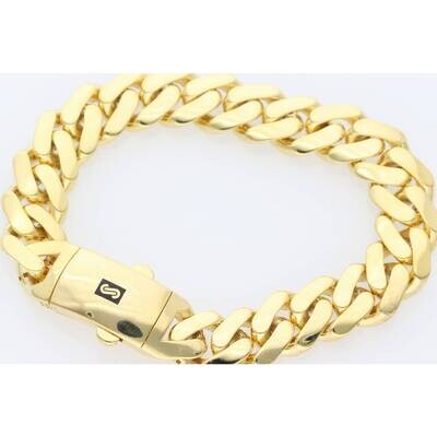 10 Karat Gold Cuban Link Monaco Bracelet 13 Millimeters