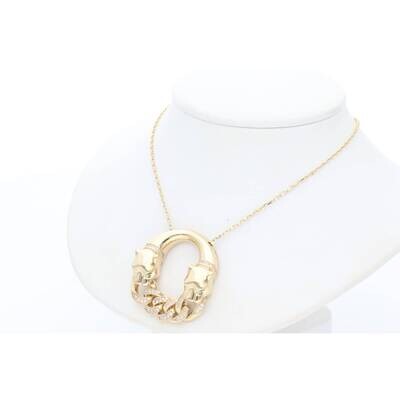 14k Gold & CZ Rolo Panther Necklace 1.3 x 18 W:8.8