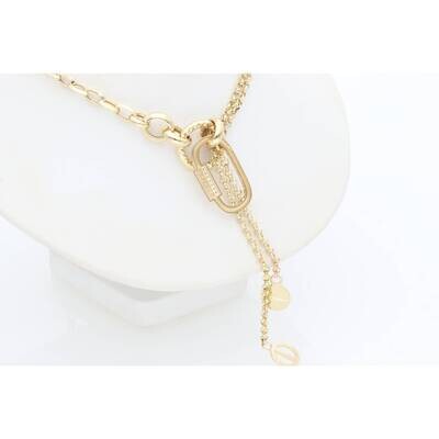 14k Gold & CZ Rolo Tie Necklace 4.2x20 W:13.4 14k Gold & CZ Rolo Tie Necklace 4.2x20 W:13.4