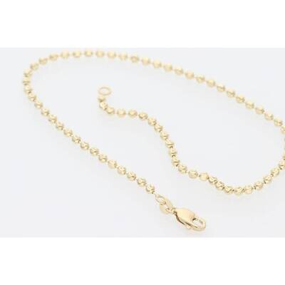 14K Solid Gold Moon Anklet 2.4x10 W:5.1