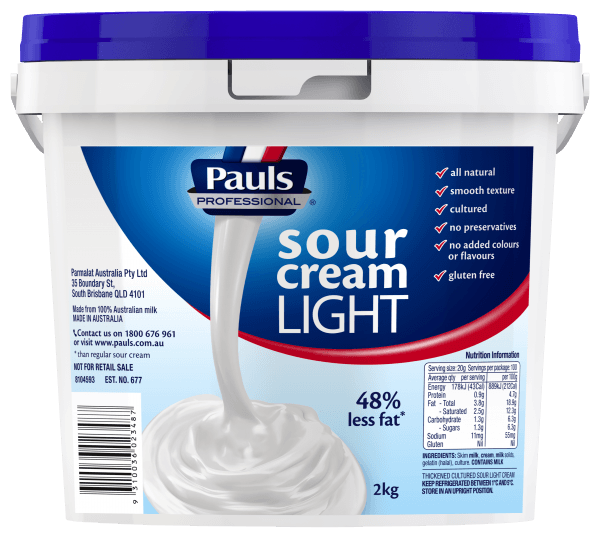 Pauls Professional Sour Cream Light, SIZE: 2kg Bucket