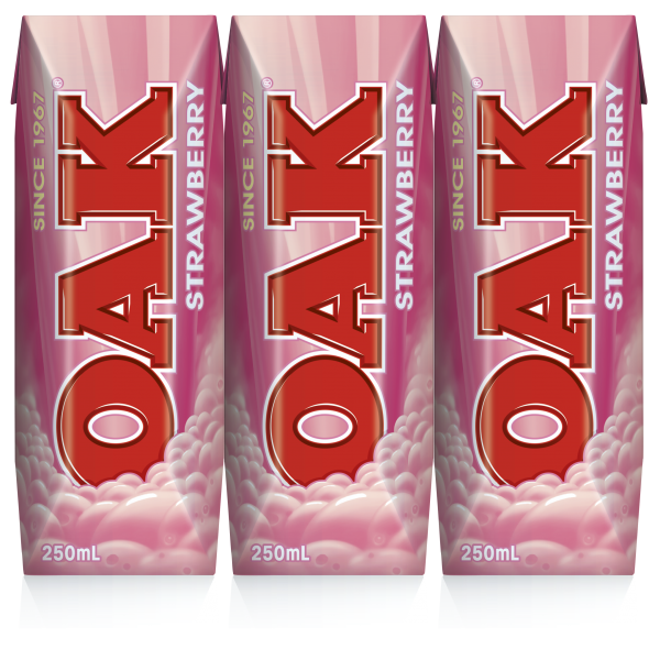 Oak UHT Strawberry Flavoured Milk, SIZE: 200ml | Carton of 24 Units