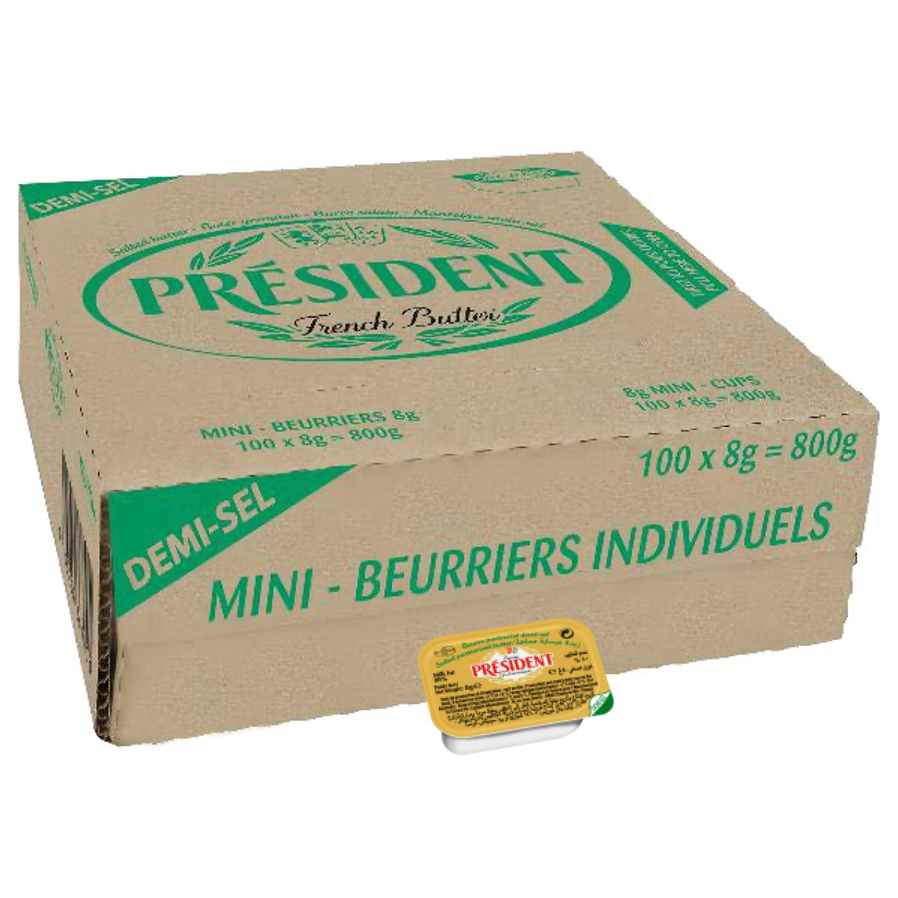 Président Professionnel Cultured Salted Minitub Butter, SIZE: 100 x 8g Minitubs