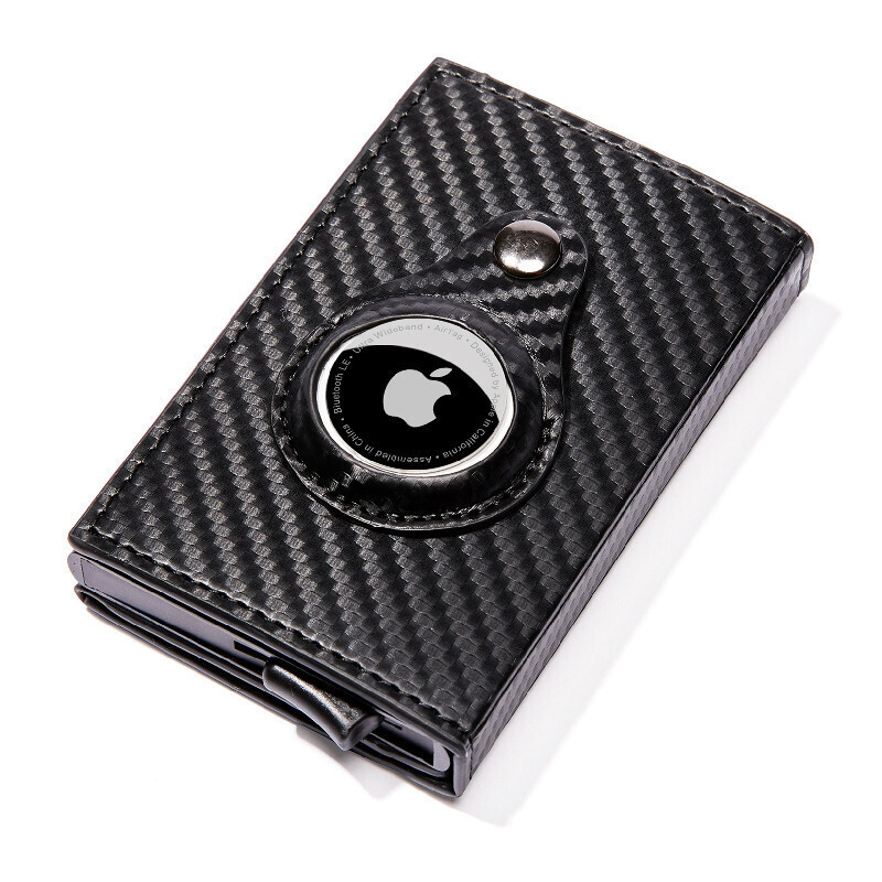 Carbon Fiber Pattern Magnetic Buckle Card Holder Airtag Tracker Multi-function Card Holder Men&#39;s Wallet Short Cross-border Wholesale