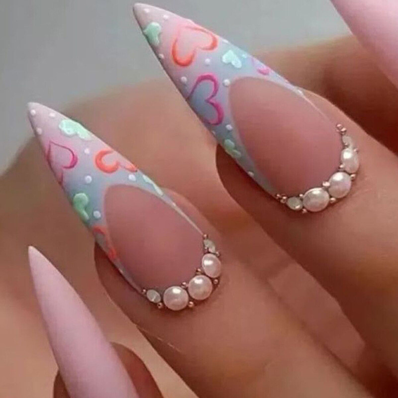 Pearl Love French Wearable Nails Special Finished Products Wholesale Wearable Nails Nails Wholesale