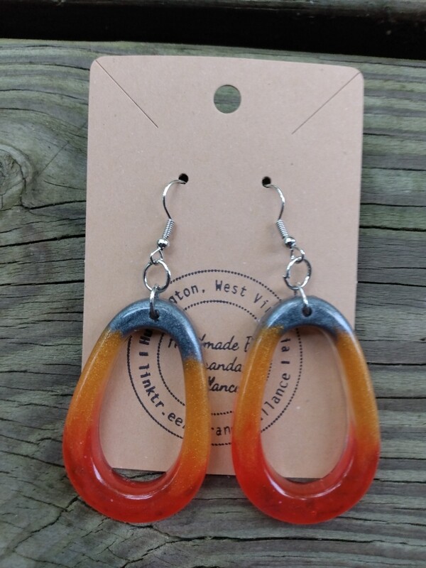 Large Teardrop Resin Earrings - Marbled Color