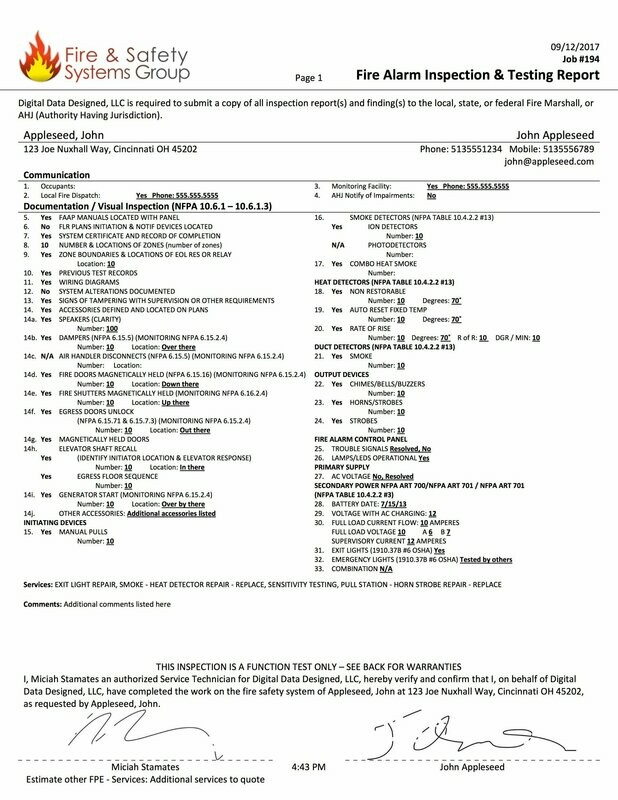 Fire Alarm Inspection and Testing Report Form
