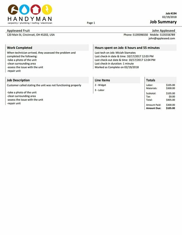 Job Summary Form