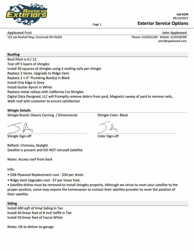Exterior Service Options Form