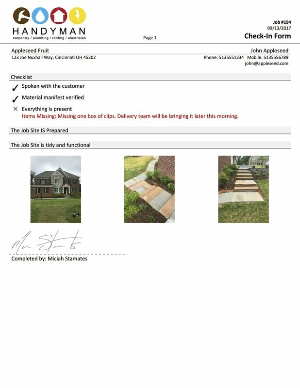 Install Check In Form