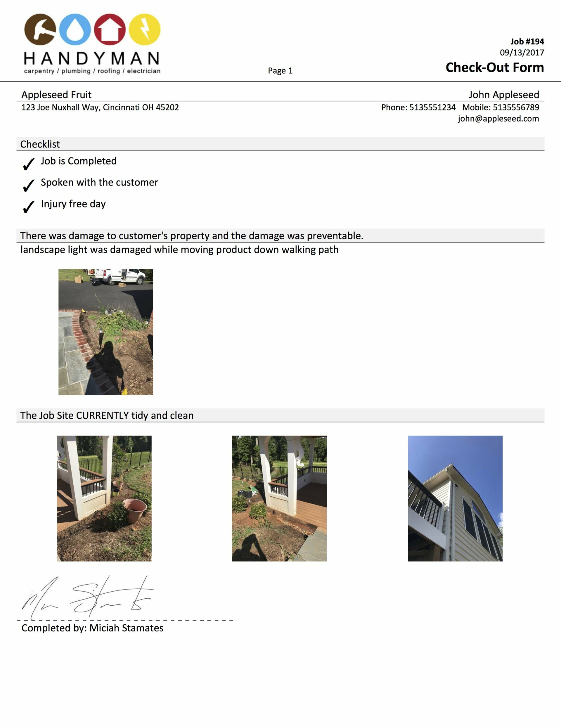 Install Check In & Install Check Out Forms