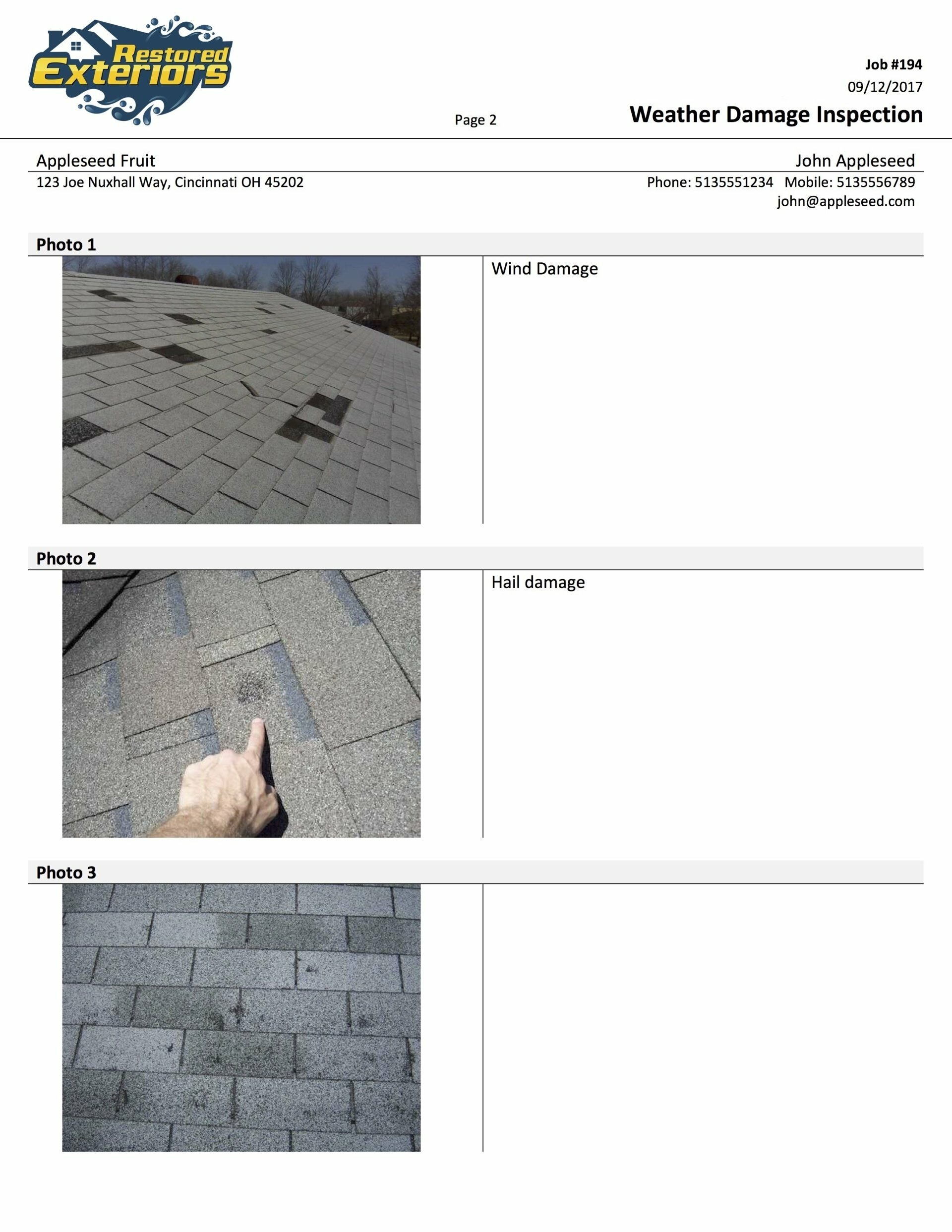 Weather Damage Inspection Form