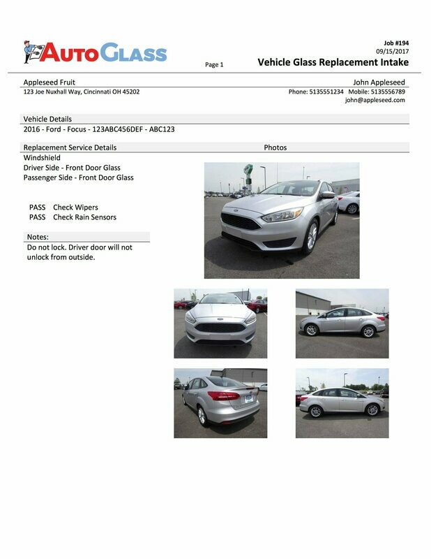 Vehicle Intake - Glass Service