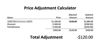 Pricing Adjustment Calculator