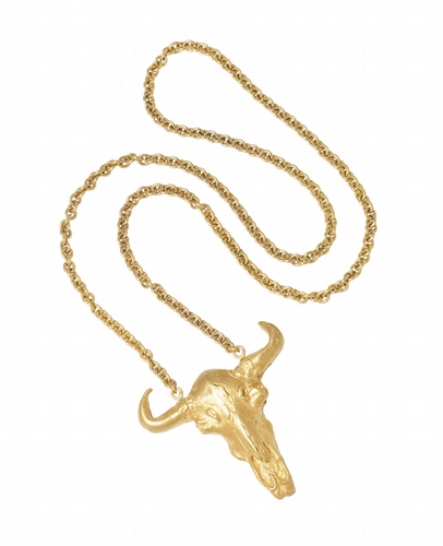 Gold cows skull necklace