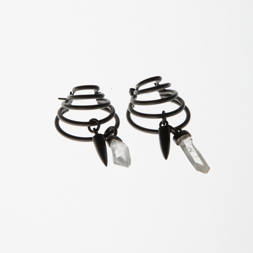 Spike &amp; Crystal 5 hoop earrings