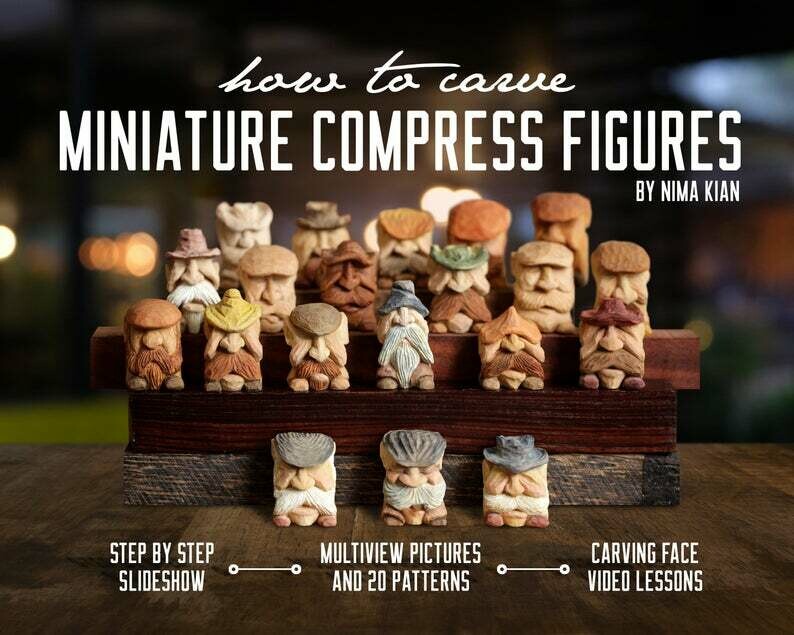 How to woodcarving miniature compress  figures tutorial