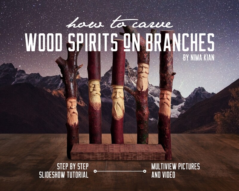 How to carve wood spirits on branches tutorial