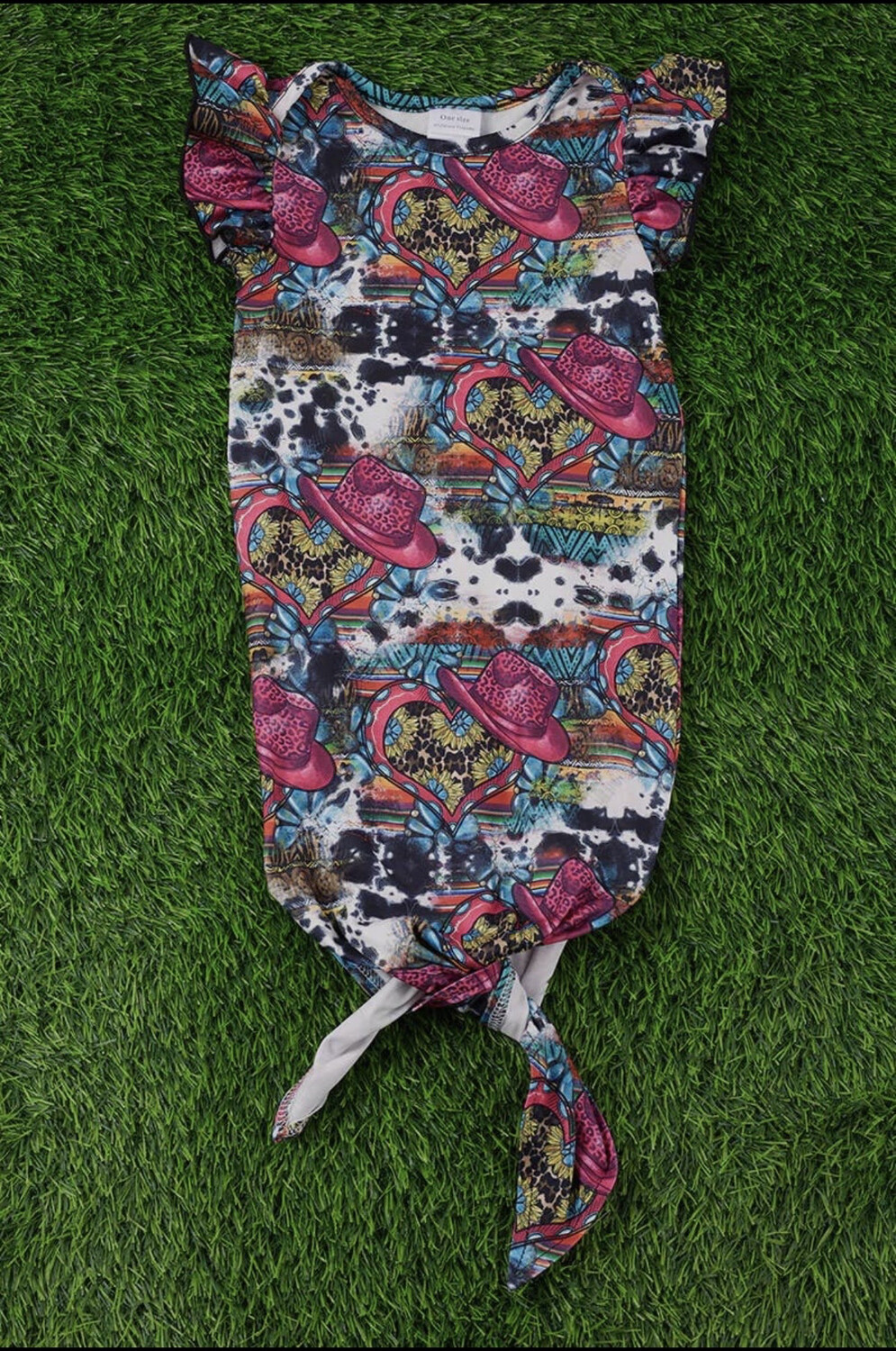 Hot Pink Cowgirl Printed Baby Gown