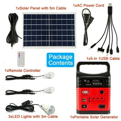 GENERADOR SOLAR CON RADIO 10W ROJO Todo en uno